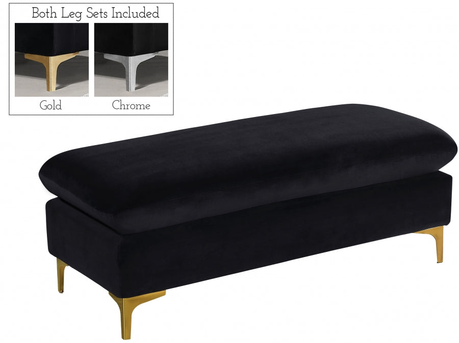 Naomi Black Velvet Reversible Sectional from Meridian - Luna Furniture