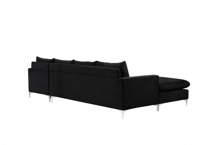 Naomi Black Velvet Reversible Sectional from Meridian - Luna Furniture