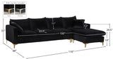 Naomi Black Velvet Reversible Sectional from Meridian - Luna Furniture