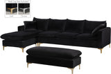 Naomi Black Velvet Reversible Sectional from Meridian - Luna Furniture