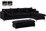 Naomi Black Velvet Reversible Sectional from Meridian - Luna Furniture