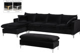 Naomi Black Velvet Reversible Sectional from Meridian - Luna Furniture