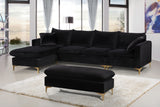 Naomi Black Velvet Reversible Sectional from Meridian - Luna Furniture