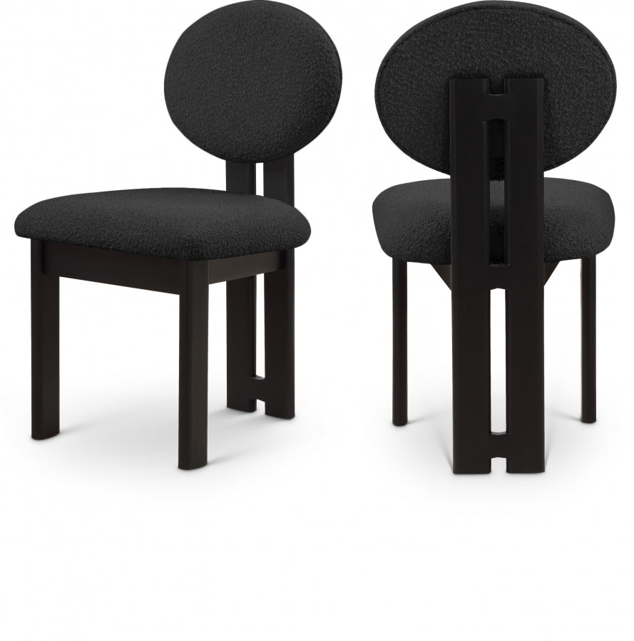 Black Napa Boucle Fabric Dining Chair, Set of 2 from Meridian - Luna Furniture