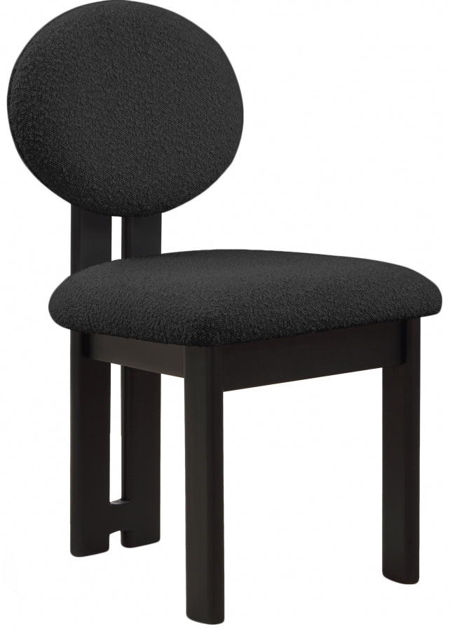 Black Napa Boucle Fabric Dining Chair, Set of 2 from Meridian - Luna Furniture