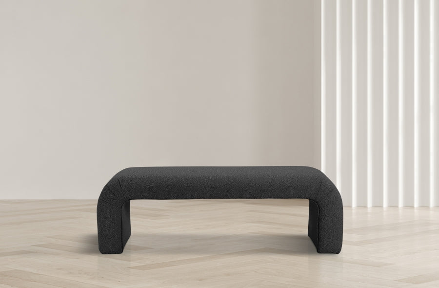 Niagara Black Boucle Fabric Bench from Meridian - Luna Furniture