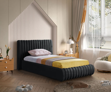 Black Nico Velvet Twin Bed from Meridian - Luna Furniture