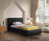 Black Nico Velvet Twin Twin Bed from Meridian - Luna Furniture