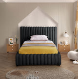 Black Nico Velvet Twin Twin Bed from Meridian - Luna Furniture