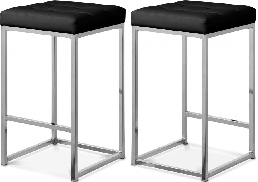 Nicola Black Faux Leather Counter Stool, Set of 2 from Meridian - Luna Furniture