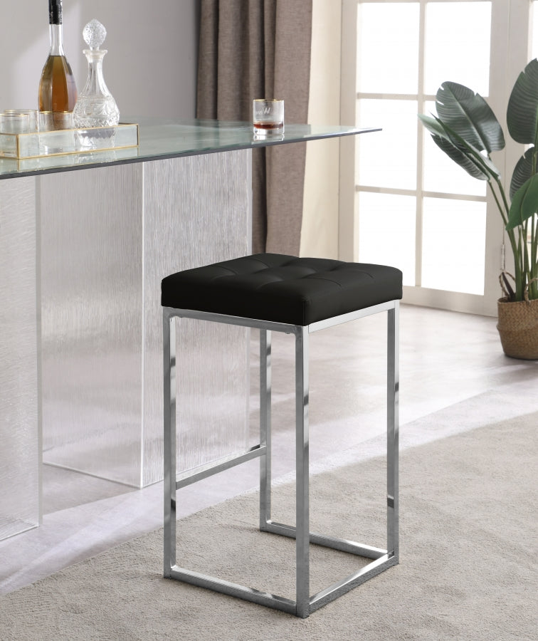 Nicola Black Faux Leather Counter Stool, Set of 2 from Meridian - Luna Furniture