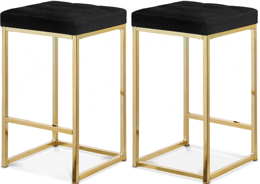 Nicola Black Velvet Counter Stool, Set of 2 from Meridian - Luna Furniture