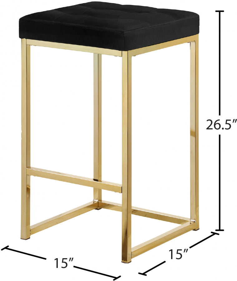 Nicola Black Velvet Counter Stool, Set of 2 from Meridian - Luna Furniture