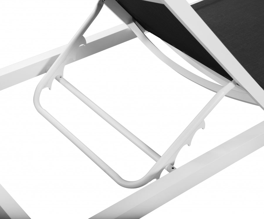 Nizuc Black Outdoor Patio Adjustable Sun Chaise Lounge Chair from Meridian - Luna Furniture