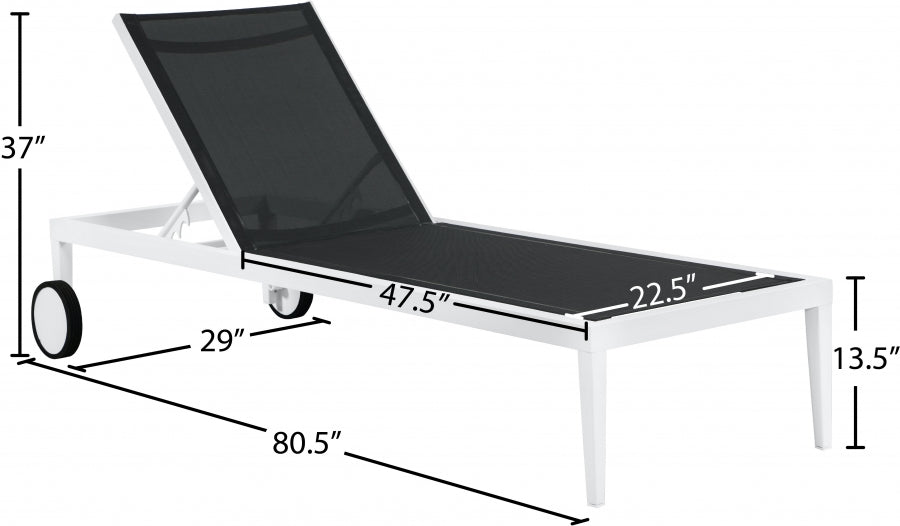 Nizuc Black Outdoor Patio Adjustable Sun Chaise Lounge Chair from Meridian - Luna Furniture