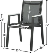 Nizuc Black Outdoor Patio Dining Chair, Set of 2 from Meridian - Luna Furniture