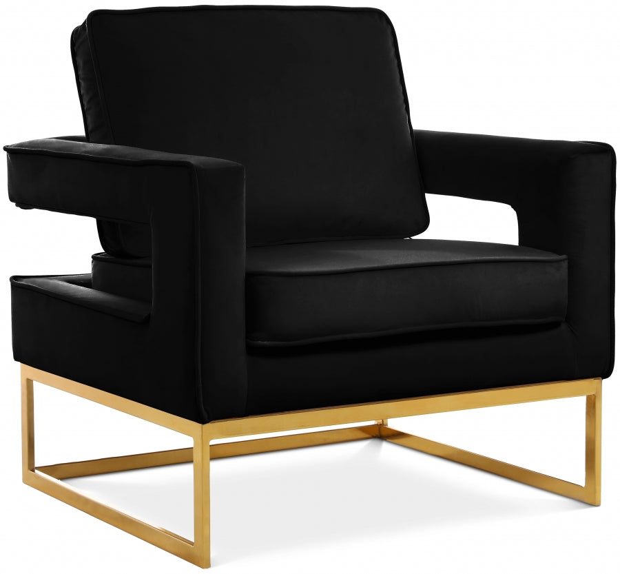 Noah Black Velvet Accent Chair from Meridian - Luna Furniture