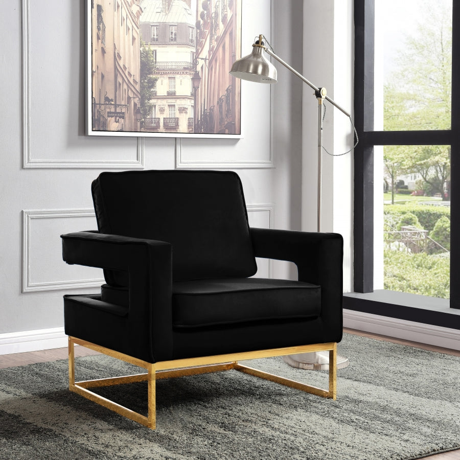 Noah Black Velvet Accent Chair from Meridian - Luna Furniture