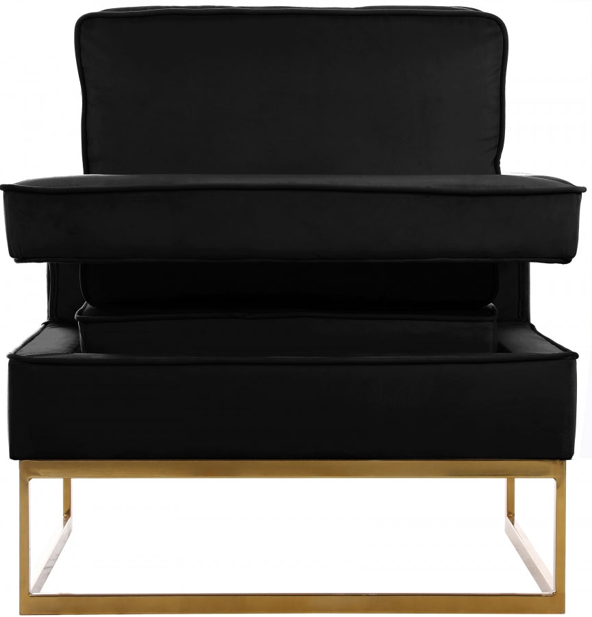 Noah Black Velvet Accent Chair from Meridian - Luna Furniture