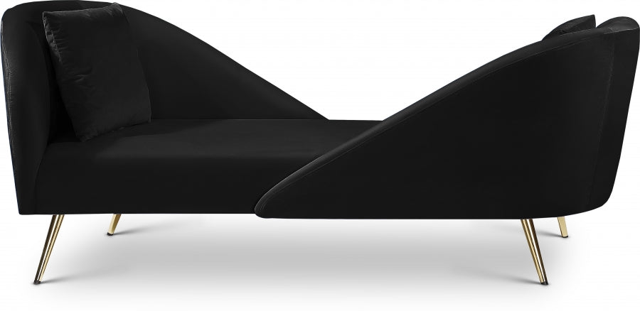 Nolan Black Velvet Chaise from Meridian - Luna Furniture