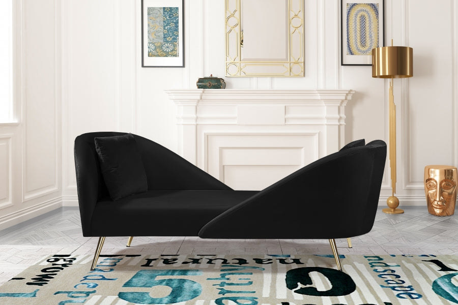 Nolan Black Velvet Chaise from Meridian - Luna Furniture