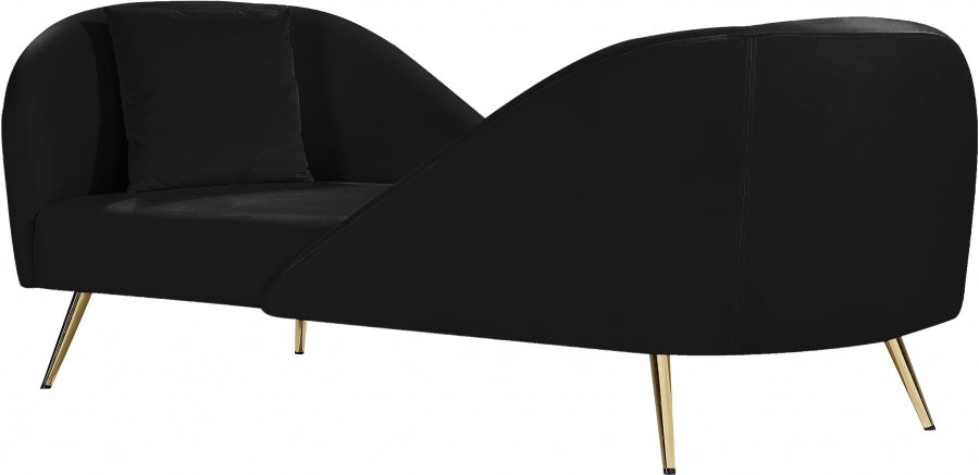 Nolan Black Velvet Chaise from Meridian - Luna Furniture