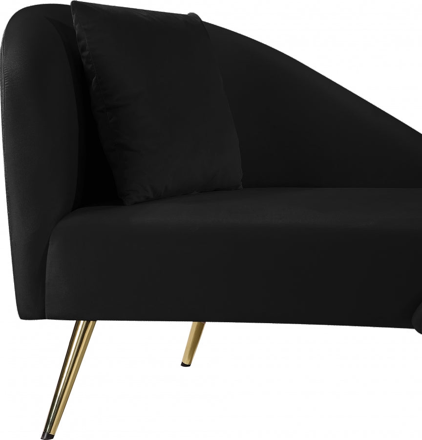 Nolan Black Velvet Chaise from Meridian - Luna Furniture