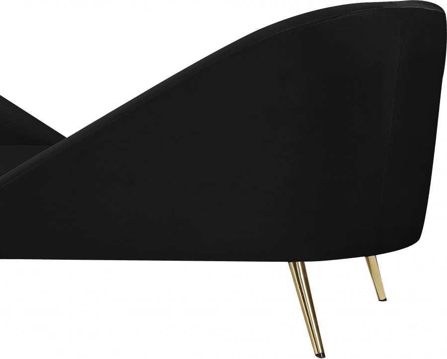 Nolan Black Velvet Chaise from Meridian - Luna Furniture