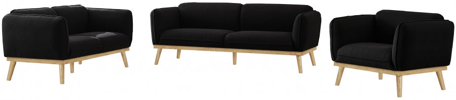 Black Nolita Boucle Fabric Loveseat from Meridian - Luna Furniture