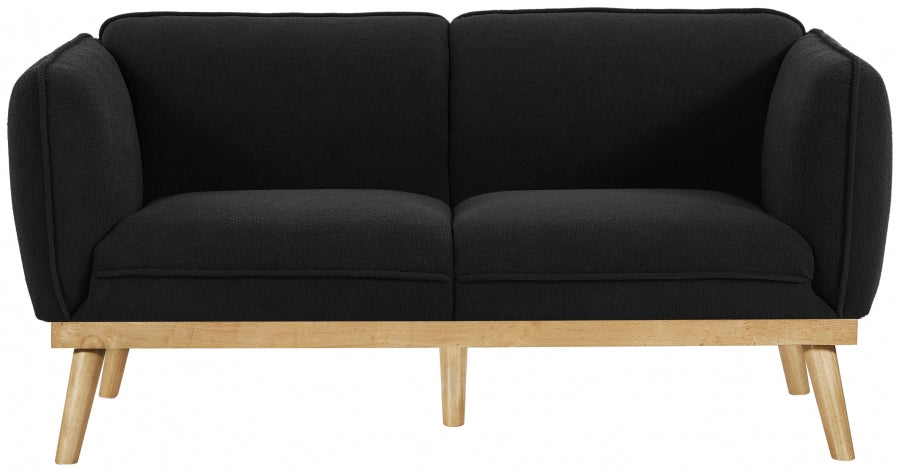 Black Nolita Boucle Fabric Loveseat from Meridian - Luna Furniture