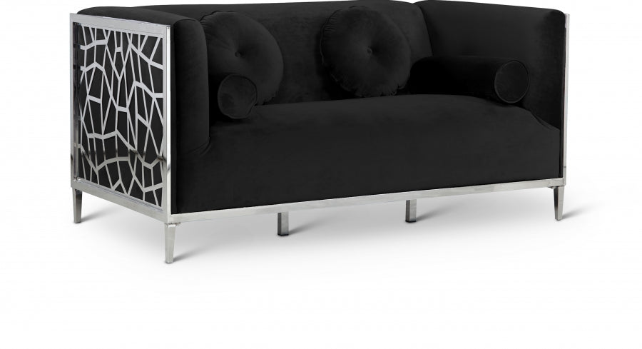 Opal Black Velvet Loveseat from Meridian - Luna Furniture