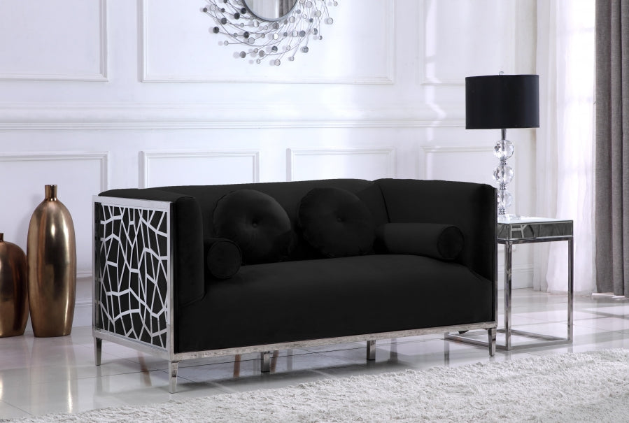 Opal Black Velvet Loveseat from Meridian - Luna Furniture