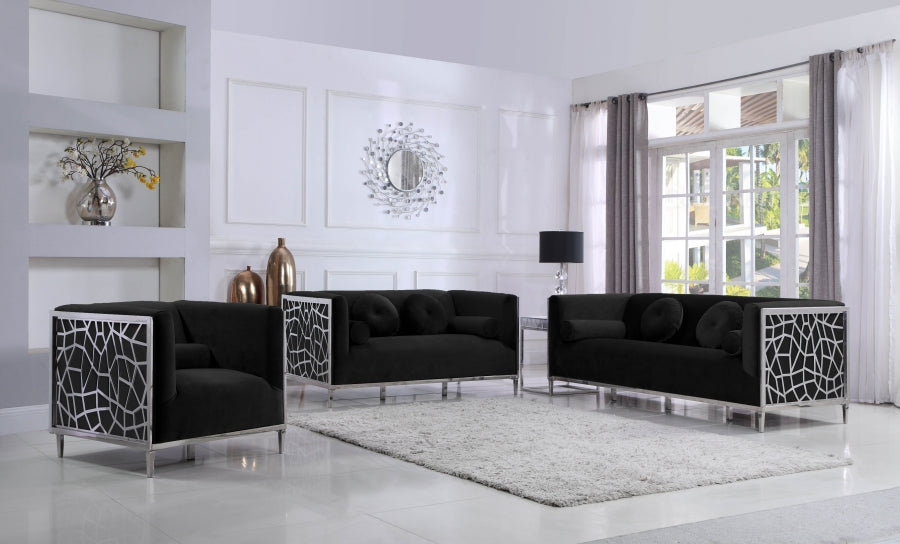 Opal Black Velvet Loveseat from Meridian - Luna Furniture