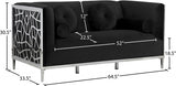 Opal Black Velvet Loveseat from Meridian - Luna Furniture