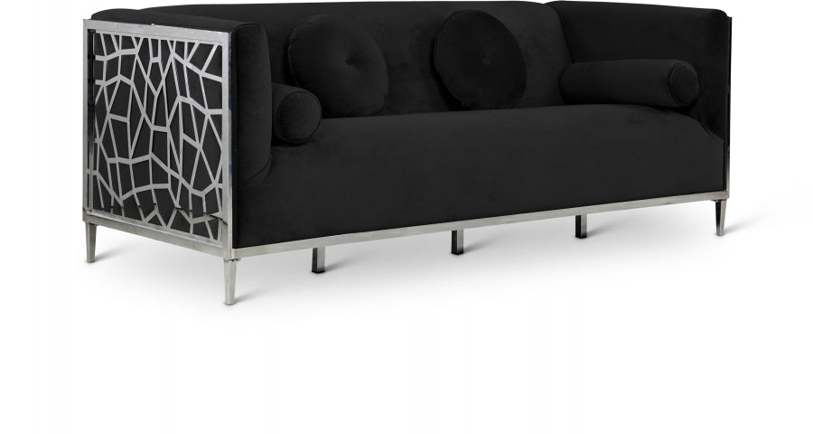 Opal Black Velvet Sofa from Meridian - Luna Furniture