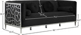 Opal Black Velvet Sofa from Meridian - Luna Furniture