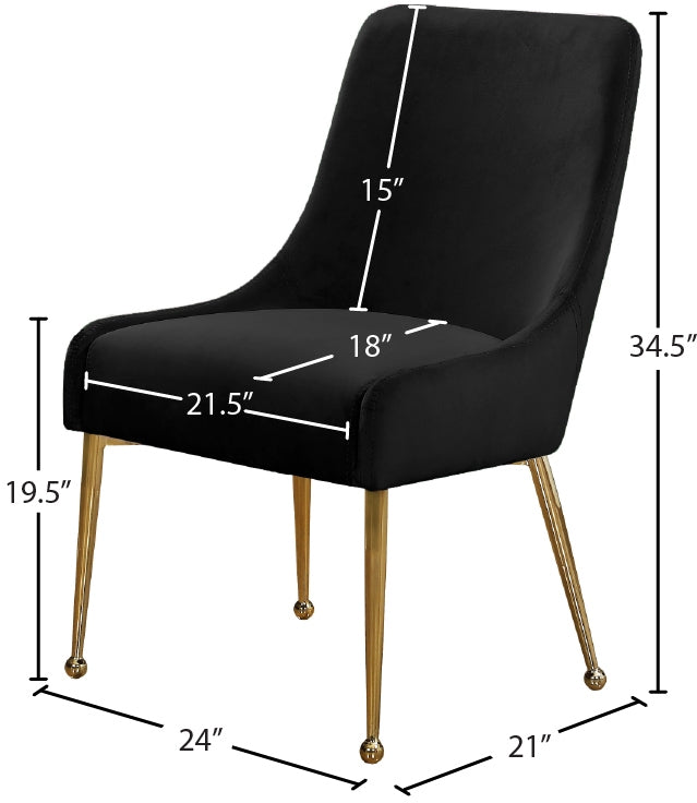 Owen Black Velvet Dining Chair, Set of 2 from Meridian - Luna Furniture