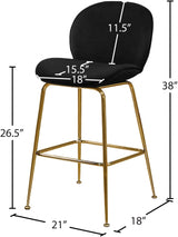 Paris Black Velvet Counter Stool from Meridian - Luna Furniture