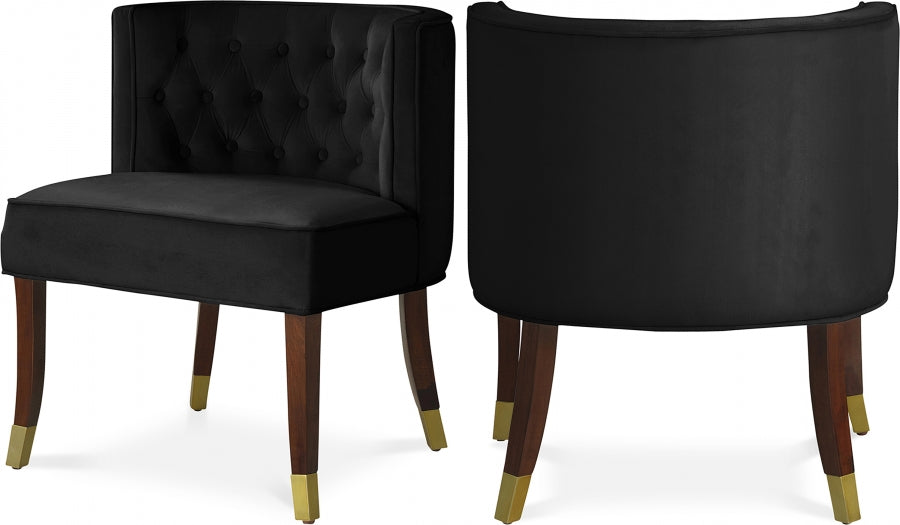 Perry Black Velvet Dining Chair, Set of 2 from Meridian - Luna Furniture