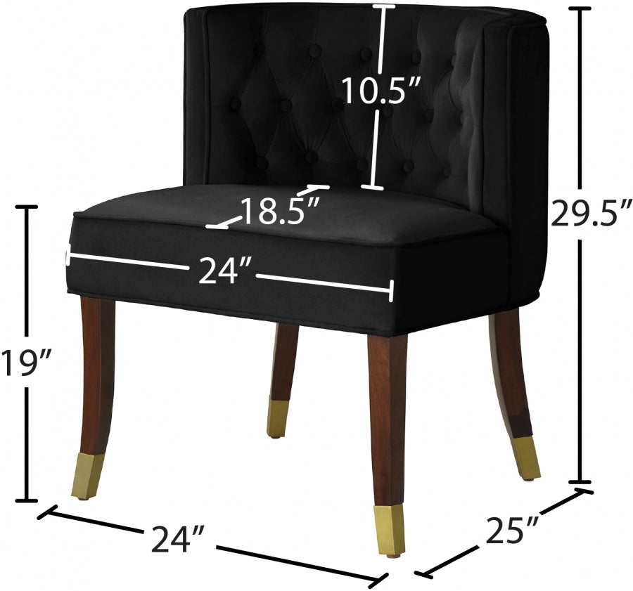 Perry Black Velvet Dining Chair, Set of 2 from Meridian - Luna Furniture