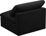 Plush Black Velvet Standard Modular Down Filled Cloud-Like Comfort Overstuffed Armless Chair from Meridian - Luna Furniture