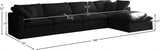 Plush Black Velvet Standard Modular Down Filled Cloud-Like Comfort Overstuffed Reversible Sectional from Meridian - Luna Furniture