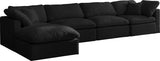 Plush Black Velvet Standard Modular Down Filled Cloud-Like Comfort Overstuffed Reversible Sectional from Meridian - Luna Furniture