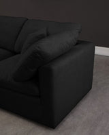 Plush Black Velvet Standard Modular Down Filled Cloud-Like Comfort Overstuffed Reversible Sectional from Meridian - Luna Furniture