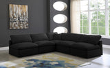 Plush Black Velvet Standard Modular Down Filled Cloud-Like Comfort Overstuffed Reversible Sectional from Meridian - Luna Furniture