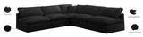 Plush Black Velvet Standard Modular Down Filled Cloud-Like Comfort Overstuffed Reversible Sectional from Meridian - Luna Furniture