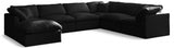 Plush Black Velvet Standard Modular Down Filled Cloud-Like Comfort Overstuffed Reversible Sectional from Meridian - Luna Furniture