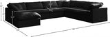 Plush Black Velvet Standard Modular Down Filled Cloud-Like Comfort Overstuffed Reversible Sectional from Meridian - Luna Furniture