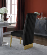 Porsha Black Velvet Dining Chair, Set of 2 from Meridian - Luna Furniture