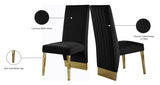 Porsha Black Velvet Dining Chair, Set of 2 from Meridian - Luna Furniture